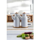 2 Adet 1 Lt Yağdanlık Ve Bambu Altlık Zeytin Yağlığı Sirkelik Set