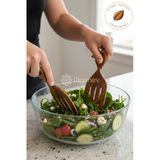 2 Adet %100 Doğal Ceviz Ağacı El Yapımı Tahta Salata Servis Çatalı, Salata Kaşığı 17X7 Cm