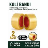 2 Adet - 100 Metre Şeffaf Koli Bandı – Extra Strong 40 Micron Kalınlık, Güçlü Yapışkan