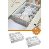2 Adet 12 Bölmeli Çekmece İçi Düzenleyici, Çok Amaçlı Bebek Çamaşır Çorap Eşarp Organizer 2’li Set