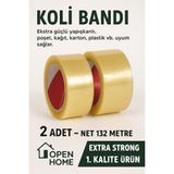 2 Adet-132 Metre Şeffaf Koli Bandı – Extra Strong 40 Micron Kalınlık, Güçlü Yapışkan