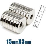 2 Adet 15X3 mm Havşa Delikli Çok Güçlü Neodyum Mıknatıs Magnet - Gümüş