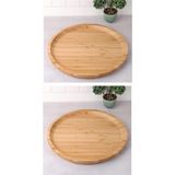 2 Adet 20 cm Bambu Ahşap Yuvarlak Pasta Kahvaltı Servis Sunum Tabağı - standart