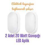 2 Adet 20 Watt GÜNIŞIĞI Ledli Nemli Alan, Dış Mekan, Bahçe, Banyo, Teras, Balkon, Kamelya Apliği