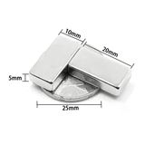 2 Adet 20X10x5 Mm Neodyum Magnet N35 Güçlü Mıknatıs Köşeli Dayanıklı Nikel Kaplama