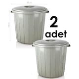 2 Adet 25 Litre Yuvarlak Kapaklı Büyük Çöp Kovası Sağlam Plastik Çöp Kutusu Ø35 h:40 Su Erzak Kovası