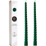 (2 Adet 27.5cm) Balmumu Mum Konik Burgulu Şamdan Mumu Doğal Dekoratif Beeswax Candle (Yeşil) Akma - Çok Renkli