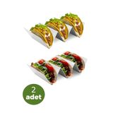 2 Adet 3 Bölmeli Taco Standı, Çelik Hamburger Waffle Ekmek Sandviç Tost Taco Servis Sunum Standı