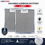 2 Adet 339x284mm Alüminyum Davlumbaz Aspiratör Filtresi 3 Katmanlı Tel Yağ Filtresi TSE Uygun