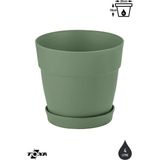 2 Adet 4 Litre Mono Saksı Tabaklı Drenaj Delikli Plastik Çiçek Saksısı - 4L Set - Yeşil