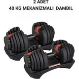 2 Adet 40 kg Ayarlanabilir Mekanizmalı Dambıl Seti (Çiftli) - Siyah