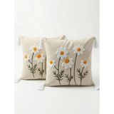 2 Adet 40X40 Cm Punch Papatya Desenli Gizli Fermuarlı Kırlent Kılıfı Dekoratif Yastık Kılıfı Salon Oturma Odası Kırlent Seti