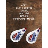 2 Adet 5 mm x 6 Metre Daksil Şerit Tipi Tipp-Ex Mini Pocket Mouse