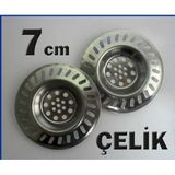 2 Adet 7cm Paslanmaz Çelik Lavabo Gider Süzgeci Yaşam Boyu Garantili İKİLİ SET ÇELİK LAVABO SÜZGECİ