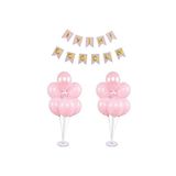 2 Adet 7'li Balon standı Pembe Makaron Balon ve iyiki doğdun pembe banner