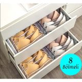 2 Adet 8 Bölmeli Sütyen Düzenleyici Akordiyon Dolap ve Çekmece Içi Organizeri 113FSERI - Ahşap Rengi