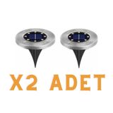 2 Adet 8 Led’Li Gömme Solar Güneş Enerjili Zemin Bahçe Aydınlatma