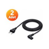 2 Adet - 90 Derece L Uç Teyp Radyo Fişi Ps5 Ps4 Ps3 Xbox One S X Power Güç Kablosu - 1.5m