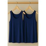 2 Adet A Kesim Rahat Kalıp Basic Kalın Askılı Atlet Tişört - Lacivert - 3XL