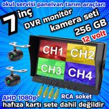 2 ADET AHD 1080P KELEBEK KAMERA 256 GB 7 İNÇ HYBRİD DVR MONİTÖR 12 VOLT