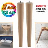 2 Adet Ahşap Ayak 35 Cm Masa Zigon Sehpa TV Ünitesi Puf Tabure Ayağı Ayakları Konik M8 Civatalı