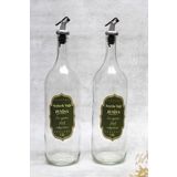 2 Adet Akıtmaz Şeffaf Cam 1500ml Etiketli Yağlık Yağdanlık