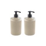 2 Adet Akrilik Sıvı Sabunluk Mutfak Banyo Sabunluk Seti- 400 ml CAM DEĞİLDİR- Bej