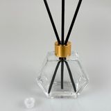 2 Adet Altıgen Cam Şişe Gold Kapaklı Fiber Bambu Çubuklu Boş Oda Kokusu Şişesi 2X50ML (3 Çubuklu)