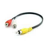 2 Adet - Anfi Y Kablo 1 Erkek Rca To 2 Dişi Rca Lale Tos Kablo - 25cm