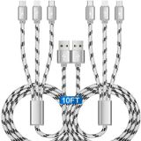2 adet ASICEN 10 Ft/3 m Çoklu USB Hızlı Şarj Kablosu 3A, 3'ü 1 arada Şarj Kablosu Telefon/Micro-USB/Type-C Cep Telefonları/Samsung Galaxy/Pixel/LG/Tabletler ve Daha Fazlası ile Uyumlu