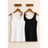 2 Adet Askılı Basic Dar Kesim Atlet Tişört - Siyah - Beyaz - XL