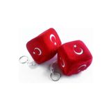 2 Adet Ay Yıldız Bayrak Vantuzlu Küp Zar Ayna Süsü Küp Anahtarlık Küp Zar Peluş Dekor Bayrak 6x6 Cm