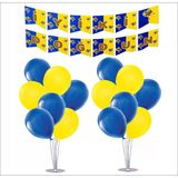 2 Adet Ayaklı Balon Standı 7li Set, 14 Adet Taraftar Sarı-Lacivert Balon+Banner