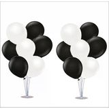 2 Adet Ayaklı Balon Standı 7li Set, 14 Adet Taraftar Siyah-Beyaz Balon