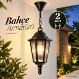 (2 Adet) Bahçe Aydınlatma Lambası Siyah Aplik E27 Duylu Dış Bahçe Lambası Dekoratif Lale Armatürü