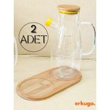 2 Adet Bambu 2 Bölmeli Yağdanlık Altlığı, Yağdanlık Standı, Sosluk Standı Bambu