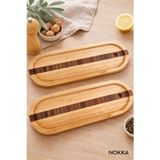 2 Adet Bambu Kalp Desenli Oval Sunum Tabağı 25,5 x 9,5 cm