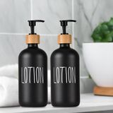 2 Adet Banyo Sıvı Sabunluk - Cam Losyon Şampuan Şişesi 500 ml - Siyah