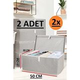 2 Adet Baza ve Çekyat Hurcu - Baza Altı Sert Hurç - 50X40X19CM - Gri - 19 cm