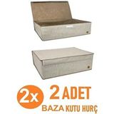2 Adet Baza ve Çekyat Hurcu - Baza Altı Sert Hurç - 50X40X19CM - Kahverengi - 19 cm
