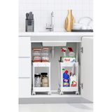 2 Adet Beyaz 2 Katlı Tekerlekli Düzenleyici Mutfak Ve Banyo Rafı