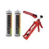 2 Adet Beyaz Mastik Ve Silikon Tabancası + Maket Bıçağı Beyaz