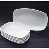 2 Adet Beyaz Melamin Kayık Tabak 28X18CM Büyük Boy Salata Tabağı Günlük Kullanıma Hesaplı Oval Tabak