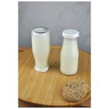 2 Adet Beyaz Plastik Kapaklı Cam Şişe 200 ml Şeffaf Sürahi Süt, Ayran, Su, Limonata Meşrubat Şişesi