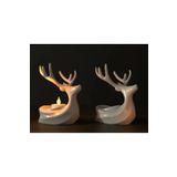 2 Adet Beyaz Renk Dekoratif Yılbaşı Tealight Geyik Hediyelik Ev Dekorasyonu