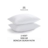 2 Adet Boncuk Silikon Yastık 1200 Gram Antialerjik 50x70 Cm Premıuım Yastık Beyaz