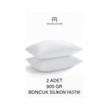2 Adet Boncuk Silikon Yastık 900 Gram Antialerjik 50x70 Cm Premıuım Yastık Beyaz
