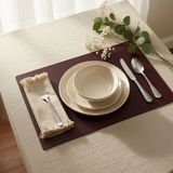 2 Adet Bordo Deri Amerikan Servis Supla Dikdörtgen Bordo 33X44-KOLAY Silinebilir Supla - 44 x 33 cm