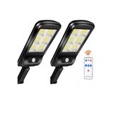 2 Adet Büyük Boy 128 Led Solar Bahçe Sokak Lambası Hareket Sensörlü Kumandalı 3 Modlu Güneş Enerj