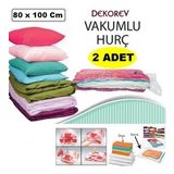 2 Adet Büyük Boy 80 Cm X 100 Cm Vakumlu Poşet Vakumlu Hurç Vakumlu Torba Yorgan Yastık Saklama Hurcu